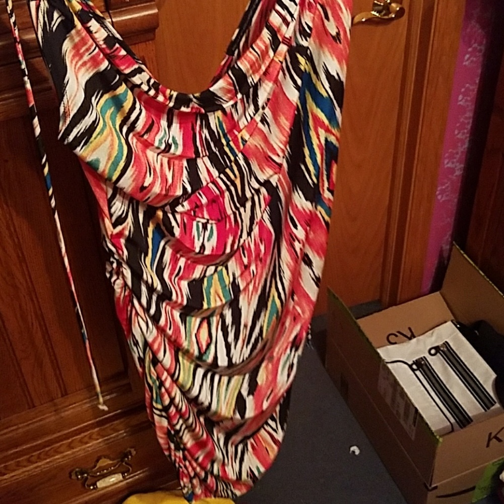 Cowl-neck body-con dress